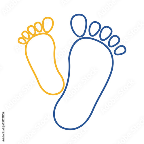 down foots prints line style icon