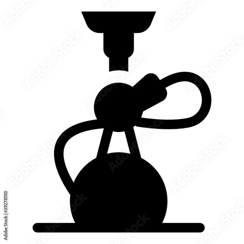 
A vintage smoking device, hookah filled icon 
