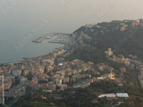 aerial view of Arenzano coastal town of  italian Riviera photo