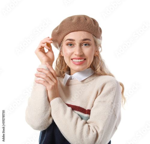 Beautiful young woman in au...