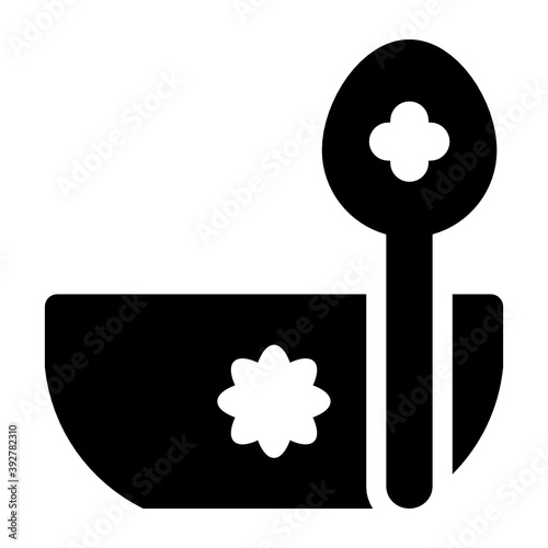 
Russian traditional crockery icon in solid design 
