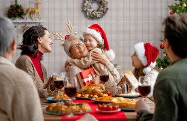 family celebrating Christmas