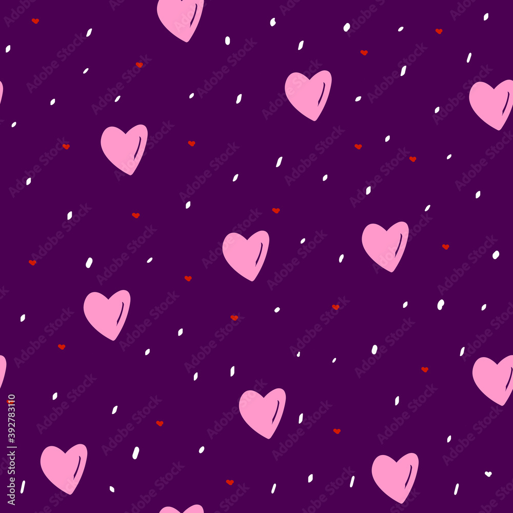 Seamless pattern with hand drawn hearts on dark background,birthday,valentine decoration,romance print,can be used for wallpaper,wrapping paper,cover,fabric design,postcard,web page Seamless pattern with hand drawn hearts on dark background,birthday,valentine decoration,romance print,can be used for wallpaper,wrapping paper,cover,fabric design,postcard,web page