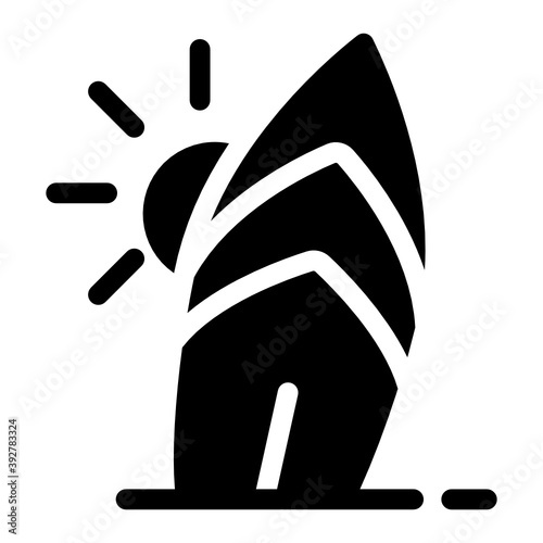 
Surfboard icon, modern filled icon of sailboard 
