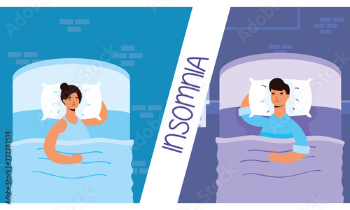 couple suffering from insomnia characters