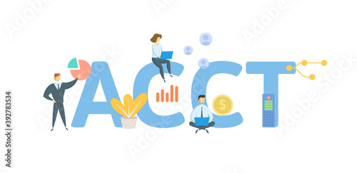 ACCT, Account. Concept with keywords, people and icons. Flat vector illustration. Isolated on white background.