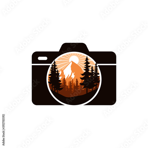 simple modern mountain landscape photography vector icon
