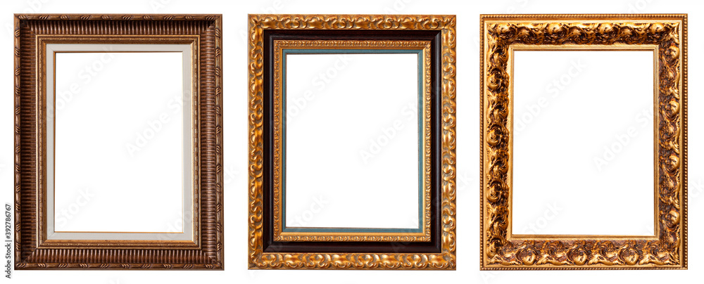 Frames picture baguettes isolated on white background set. Frames picture baguettes isolated on white background set.