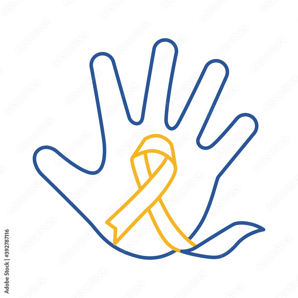 down syndrome campaign ribbon in hand line style icon down syndrome campaign ribbon in hand line style icon