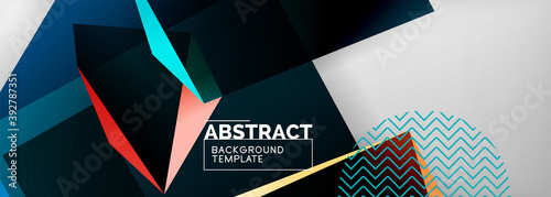 Low poly 3d geometric shapes, minimal abstract background. Vector illustrations for covers, banners, flyers and posters and other