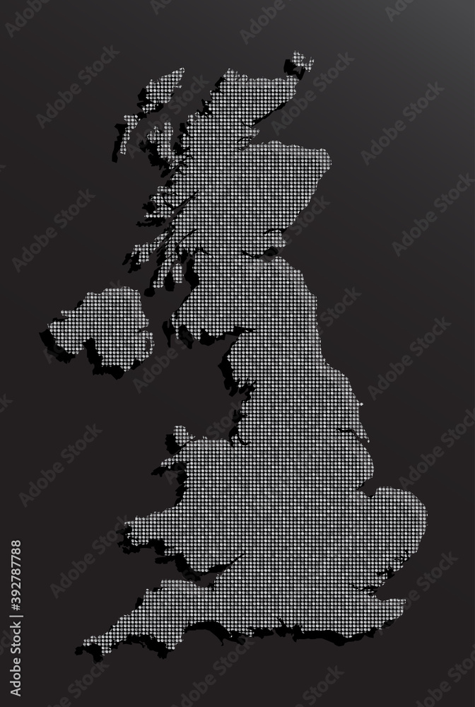 Creative map United Kingdom made silver sequins