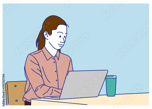 リモートで仕事をする女性