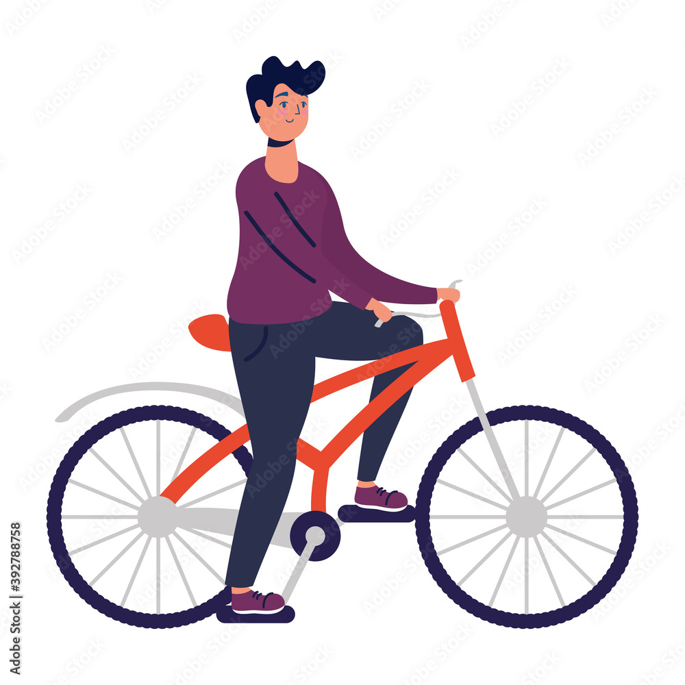 young man ride bike practicing activity young man ride bike practicing activity