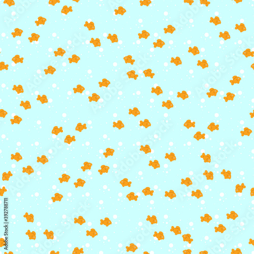 Goldfish seamless pattern. Vector background with fishes in the aquarium.