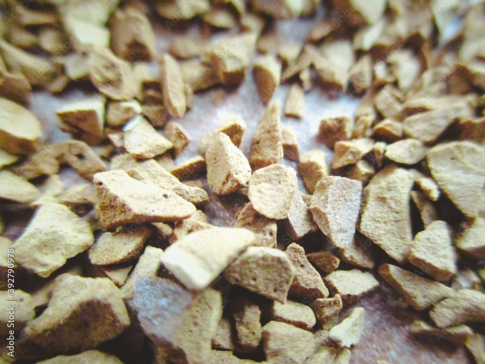 Coarse ground coffee. Shredded coffee processes. “Selective focused on background.” Coarse ground coffee. Shredded coffee processes. “Selective focused on background.”