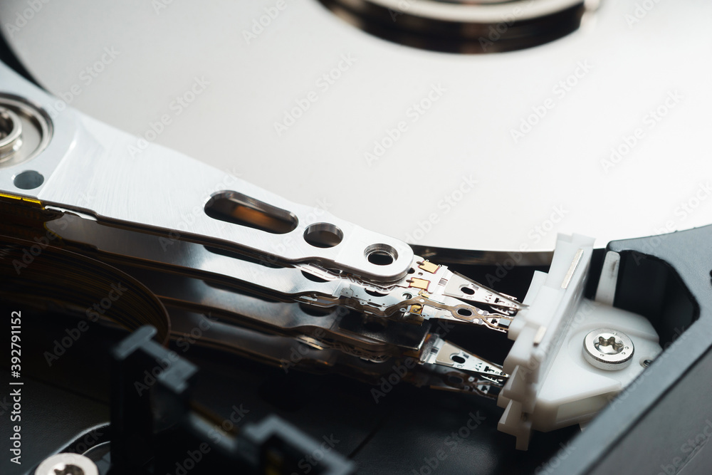 Macro photography: detail inside a hard drive, storage device. Macro photography: detail inside a hard drive, storage device.