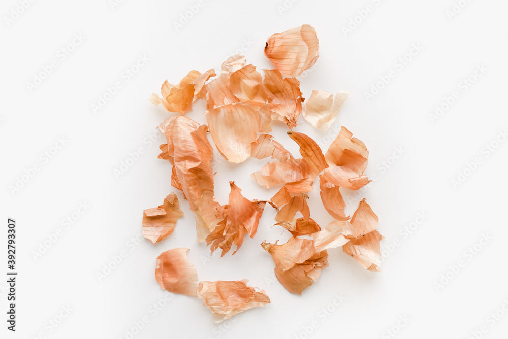 onion peel on white background onion peel on white background