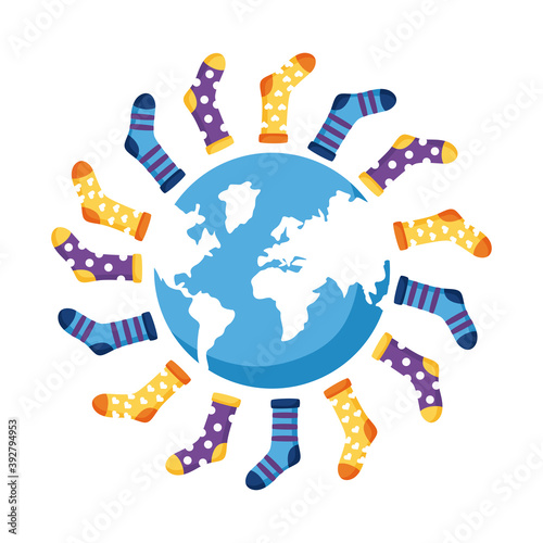 down syndrome socks around the world flat style icon