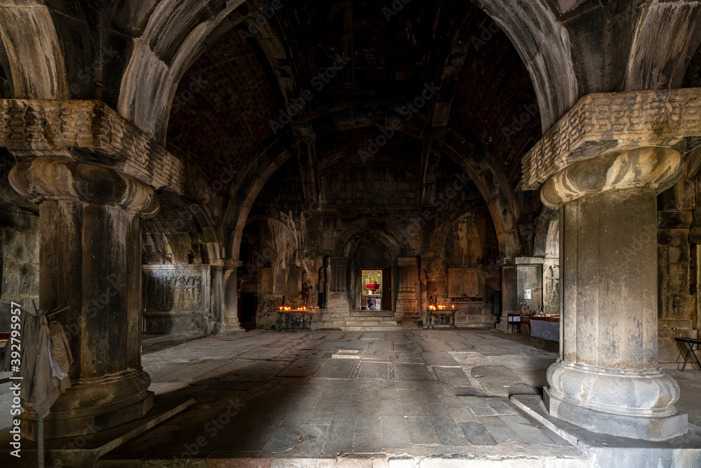 Obraz premium Interior of Haghpat Monastery, UNESCO World Heritage Site in Armenia, built between 10th and 13th centuries. 