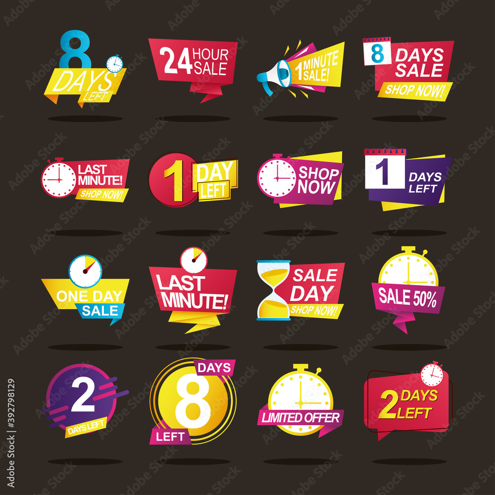 bundle of sixteen sale countdown badges