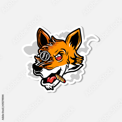 Smoker foxy illustration. Cool fox head vector