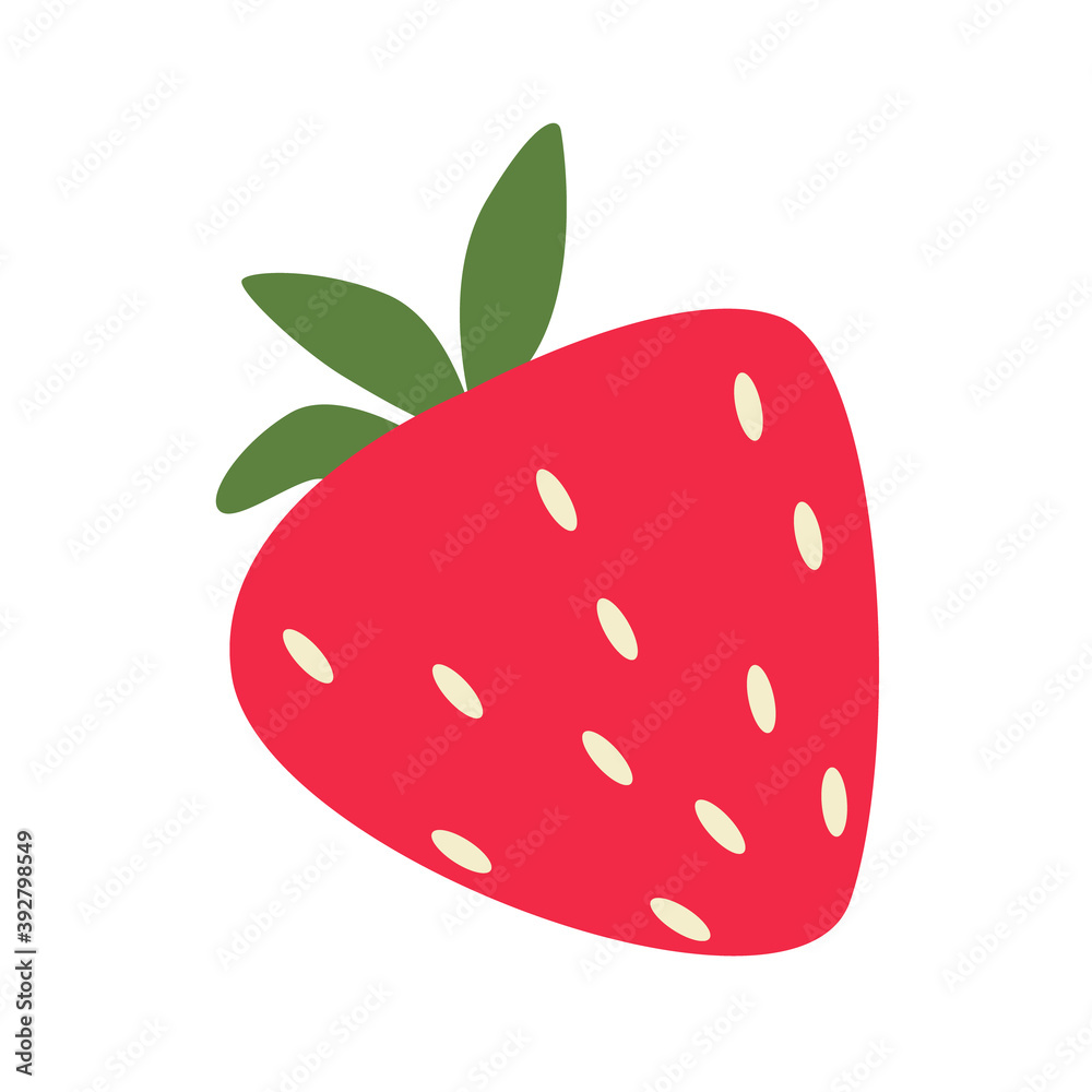 One red fresh vector strawberry on a white background. Strawberries can be used for textiles, wrapping paper, invitations, and children's underwear. One red fresh vector strawberry on a white background. Strawberries can be used for textiles, wrapping paper, invitations, and children's underwear.
