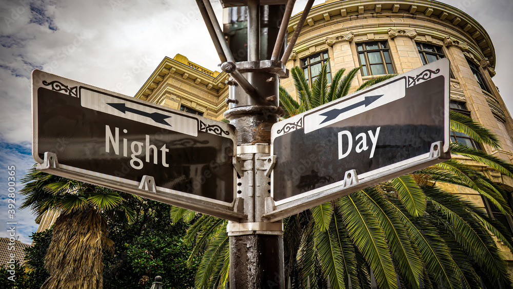 Street Sign to Day versus Night