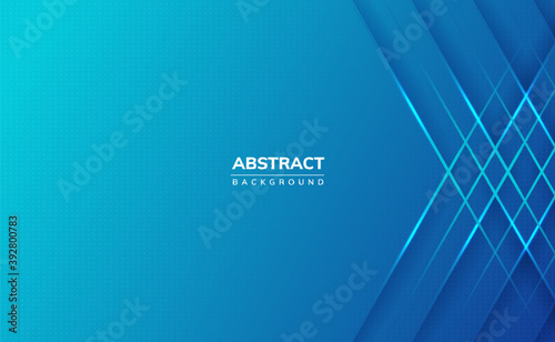 Modern blue 3d shiny abstract background with glowing edges and shadows