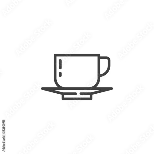 Tea cup and saucer line icon. linear style sign for mobile concept and web design. Coffee cup outline vector icon. Symbol, logo illustration. Vector graphics