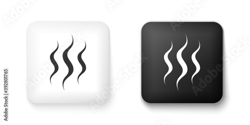 Black and white Steam icon isolated on white background. Square button. Vector.