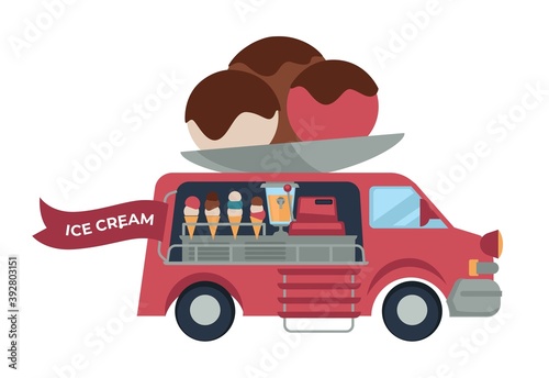 Ice cream street food truck summer dessert van