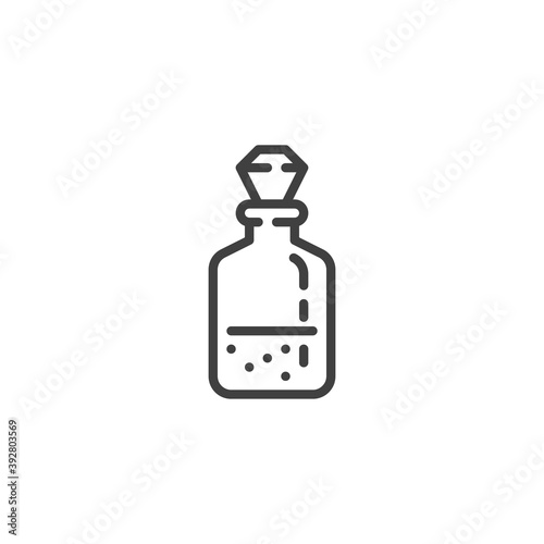 Whiskey bottle line icon. linear style sign for mobile concept and web design. Bottle of cognac outline vector icon. Symbol, logo illustration. Vector graphics
