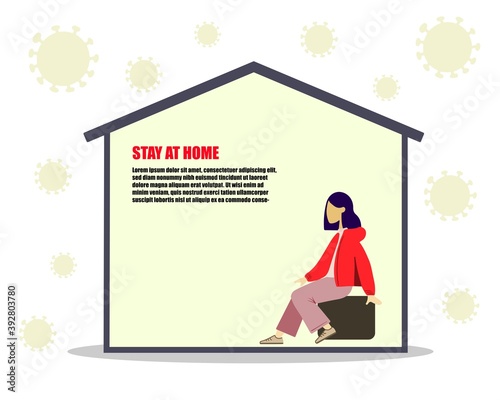 Covid-19 virus in air. Staying home, self quarantine. Protect from viruses