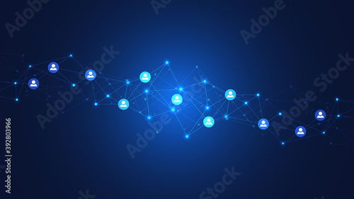 Vector illustration of connecting people and communication concept, social network.