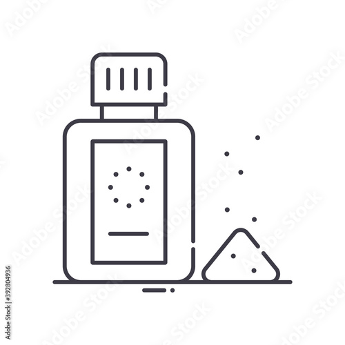 Powder icon, linear isolated illustration, thin line vector, web design sign, outline concept symbol with editable stroke on white background.