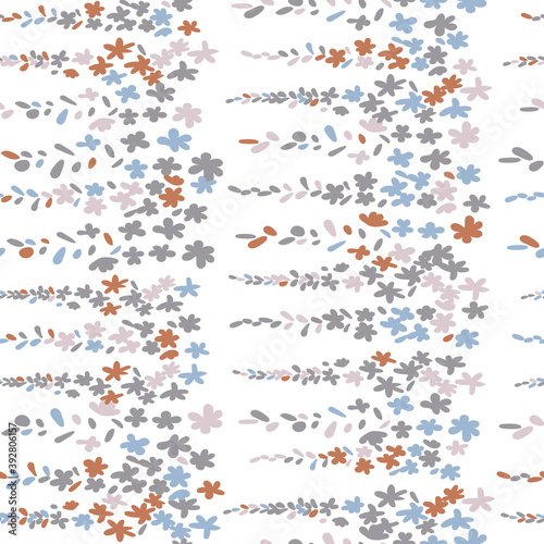  Floral vector seamless pattern. Simple stylized flowers and leaves background made with clipping mask for easy editing.