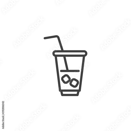 Iced tea cup line icon. linear style sign for mobile concept and web design. Soft drink cup outline vector icon. Symbol, logo illustration. Vector graphics
