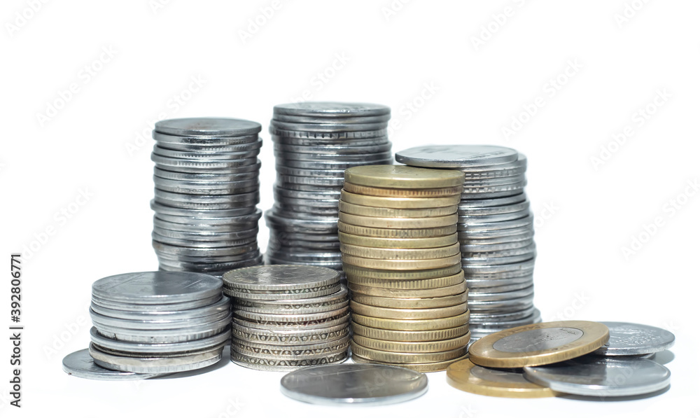Indian Currency Coins isolated on white background Indian Currency Coins isolated on white background