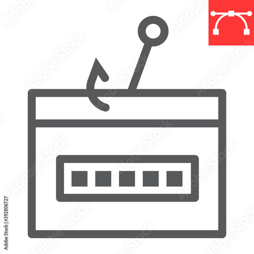 Password phishing line icon, security and theft, hacker attack sign vector graphics, editable stroke linear icon, eps 10.