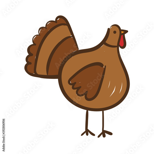 thanksgiving turkey bird hand draw style icon