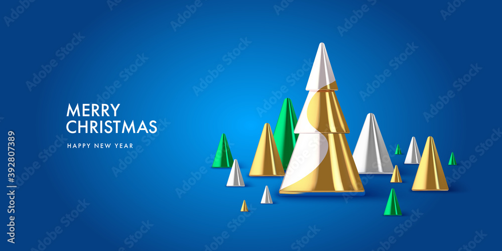 Christmas background in 3d realistic vector design. Abstract xmas tree with gifts, balls and spruce cones. Happy new year card illustration. Web banner template layout. Christmas background in 3d realistic vector design. Abstract xmas tree with gifts, balls and spruce cones. Happy new year card illustration. Web banner template layout.