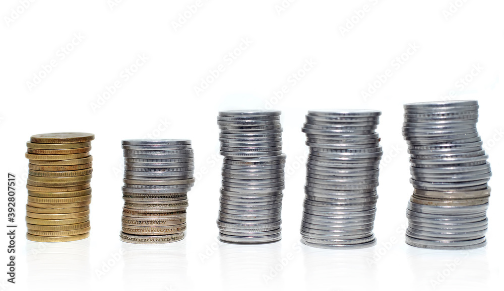 Indian Currency Coins isolated on white background Indian Currency Coins isolated on white background