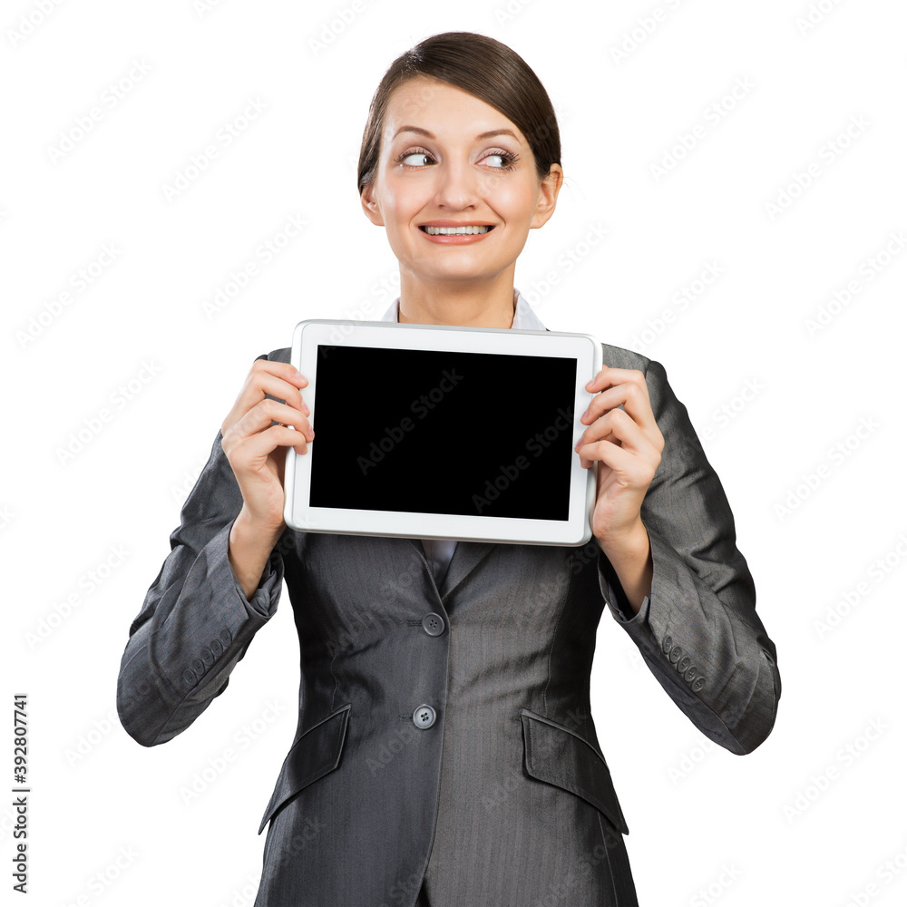 Businesswoman with tablet computer looking away Businesswoman with tablet computer looking away