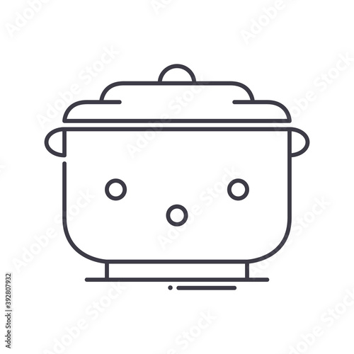 Pot icon, linear isolated illustration, thin line vector, web design sign, outline concept symbol with editable stroke on white background.