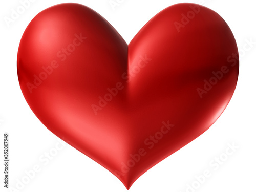 3D illustration of big red heart isolated on white background.