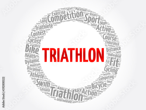 Triathlon word cloud, sport concept background