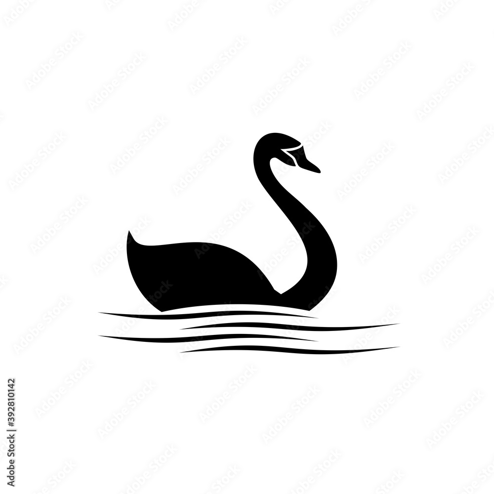 Swan on wave logo sign icon isolated on white background Swan on wave logo sign icon isolated on white background