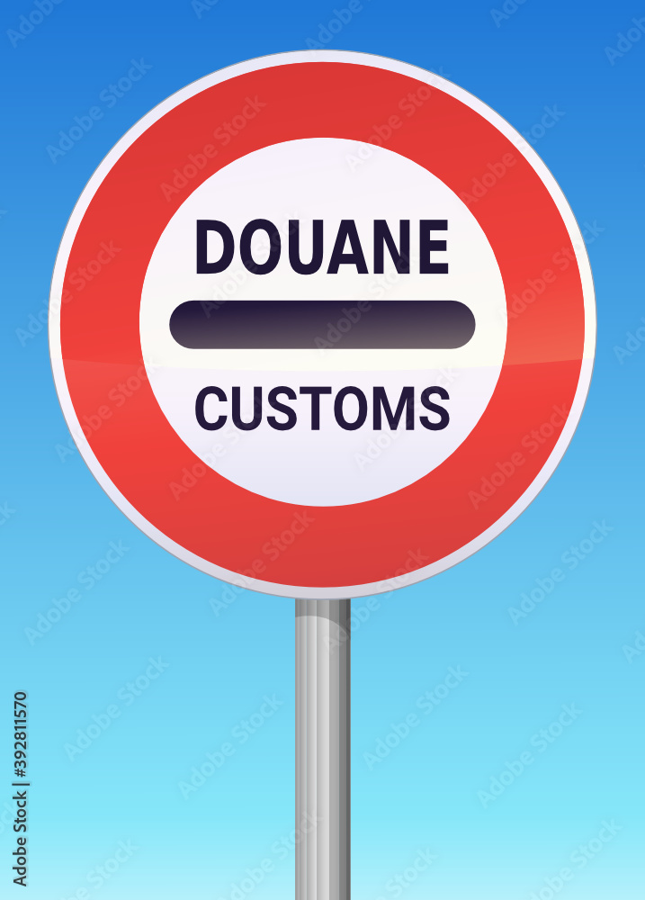Stop at the customs post France United Kingdom (blue sky) Stop at the customs post France United Kingdom (blue sky)