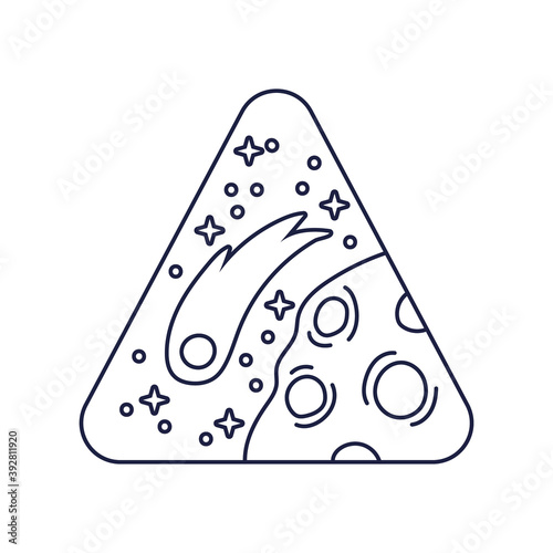 space triangular badge with mars planet line style