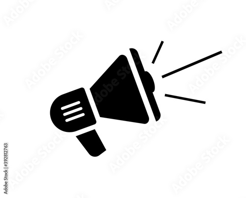 Megaphone loudspeaker shout icon vector, speakerphone bullhorn announcement symbol shape silhouette isolated